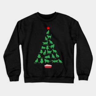 Cat Christmas Tree With Litter Box Crewneck Sweatshirt